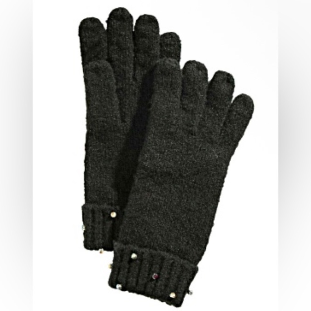 Rhinestone Cuff Knit Gloves